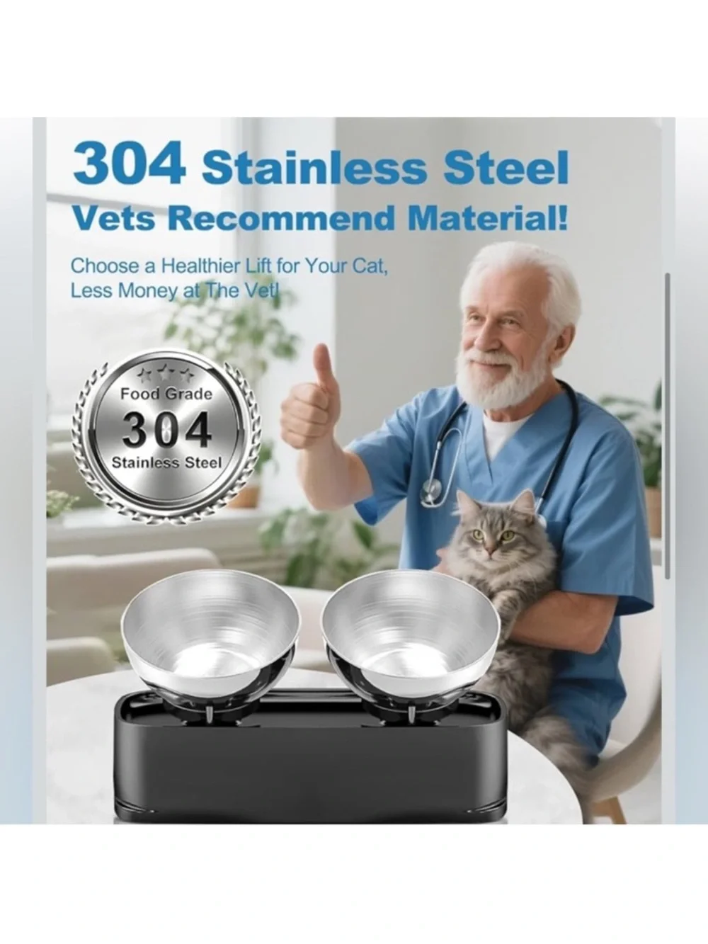 Adjustable Height and Tilt Double Pet Bowl Set